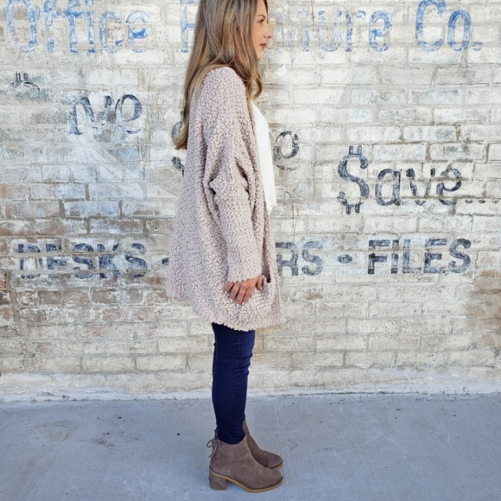 Cozy Pocket Open Popcorn Soft Cardigan - Picture 3 of 7